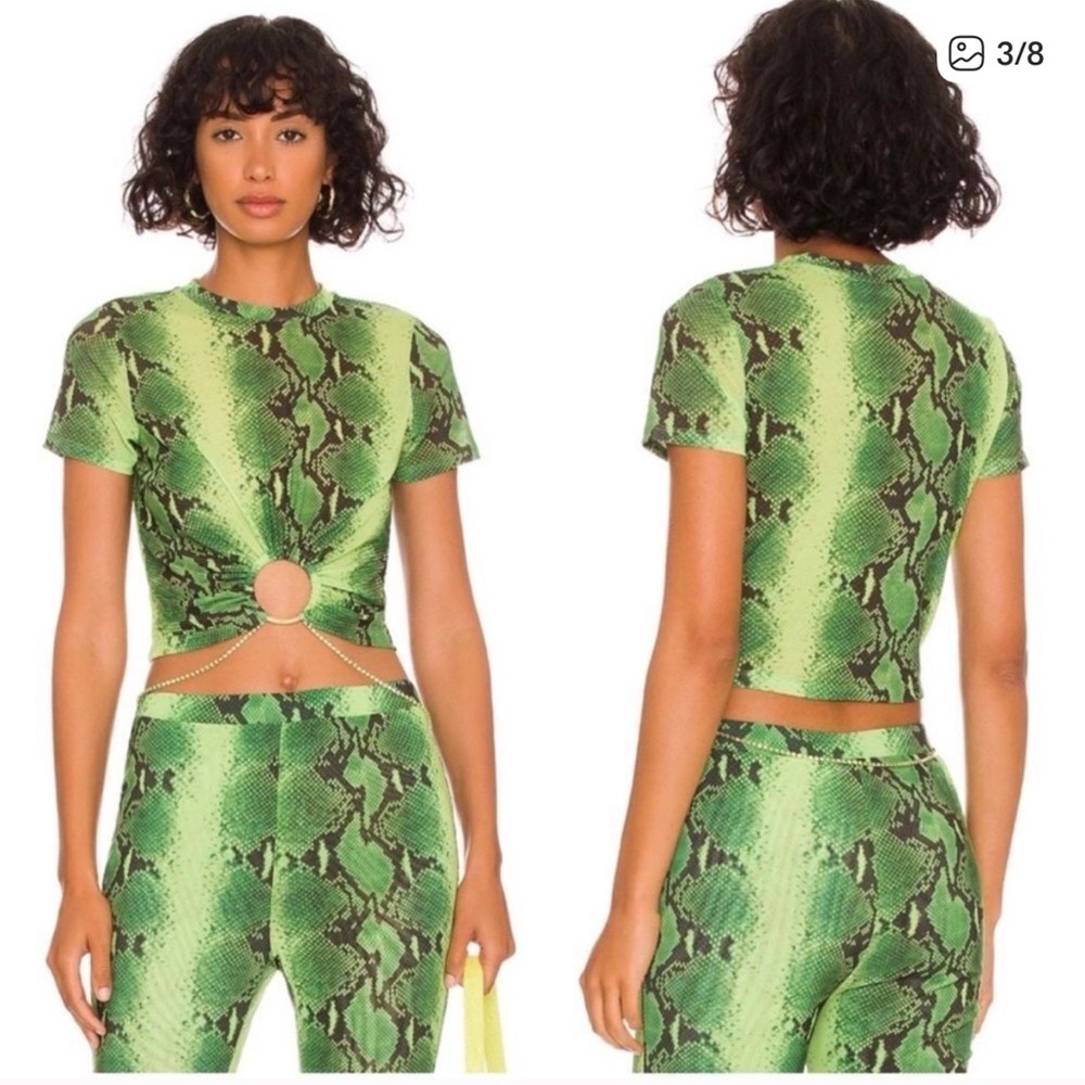 Cult Gaia Green Ombre Snakeskin Top